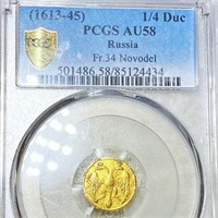 1613-45 Russian Gold 1/4 Ducat PCGS - AU58
