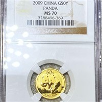 2009 Chinese Gold 50 Yuan NGC - MS70 1/10Oz