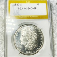 1880-S Morgan Silver Dollar PGA - MS 64 DMPL