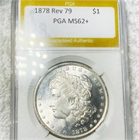 1878 Rev '79 Morgan Silver Dollar PGA - MS62+