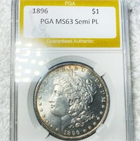 1896 Morgan Silver Dollar PGA - MS63 SEMI PL