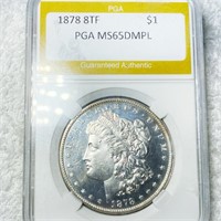 1878 8TF Morgan Silver Dollar PGA - MS 65 DMPL