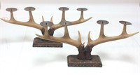 (2) RESIN ANTLER CANDLE HOLDERS