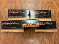 5 boxes of PMC 40 S&W 180 gr ammo, 50rds/bx, by