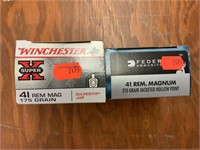 2 boxes of 41 rem mag ammo, 20 rds/bx, Federal 210
