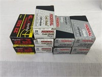 9 50 rd boxes of 22lr, Federal and Aguila, all