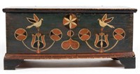Rare and Important Johannes Spitler, Shenandoah Valley of Virginia, paint-decorated yellow pine blanket chest, ex-Don Walters, recorded by MESDA in 1977
