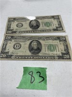 1934C & 1934D $20 Bills (2)