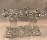 Crystal Pillar Candle Holders 5.5”x4”, No