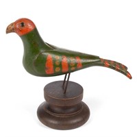 Very fine Schtockschnitzler Simmons (Berks Co., PA) carved and painted figure of a parrot, Ex-Elgin Collection