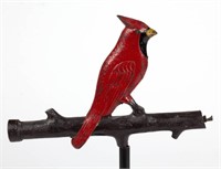 Rare, and possibly unique, cast-iron figural cardinal lawn sprinkler