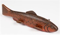 Circa 1920 folk art trout fish decoy, possibly Michigan