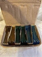 BOX OF 6 GLASS BUD VASES
