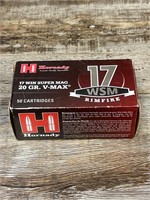 FULL BOX (50) Hornady 17 WSM Rimfire 20 GR. V-MAX