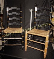 2 BLACK WOOVEN WICKER CHAIRS