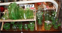 38 PIECE SET OF GREEN DEPRESSION GLASS