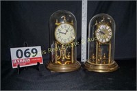 2 HACO-KUNDO MANTLE CLOCK WITH GLASS DOME