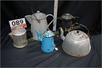 ASSORTMENT OF COFFEE POTS AND TEA KETTLE