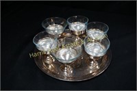 6 CUSTARD CUPS WITH STERLING SILVER HOLDERS