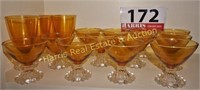 16 SET OF AMBER CANDLE WICK GLASSWARE