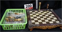 CHESS BOARD AND ANIMAL PIECES