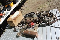 LARGE LOT OF OLD CAR LIGHTS/RADIOS/ ETC.