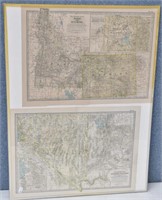 c.1897 Idaho Utah Wyoming & Nevada Framed Maps
