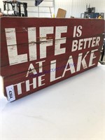LIFE IS BETTER AT THE LAKE WOOD SIGN, 11 X 24"