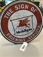 MOBILGAS ROUND TIN SIGN, 11.5"