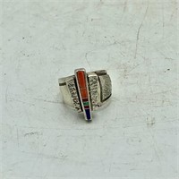 LP SIGNED STERLING SILVER RING STONE INLAY 12g