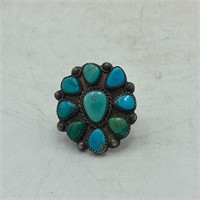 STERLING SILVER TURQUOISE BLOSSOM RING 18g
