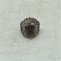 CHIEF STERLING SILVER TURQUOISE INLAY RING 15g