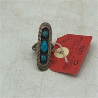 NAVAJO STERLING SILVER TURQUOISE RING 13g