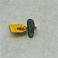NAVAJO STERLING SILVER TURQUOISE RING 10g