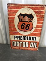 PHILLIPS 66 MOTOR OIL TIN SIGN, 8 X 12"