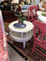 Round white side table