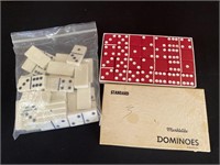 2 Set of Dominoes 1 Marblelike Red in Box