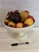 Ceramic Pedestal Fruit Bowl w/ Fruit