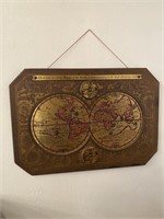 1628 Antique Metal Map of the World