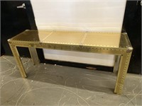 Vintage Gold Sofa Table w/ Brass Buttons