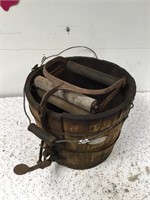 Unique Bulldog Vintage wooden wash bucket