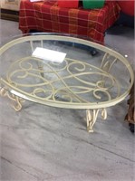 Metal coffee table and two matching side tables