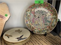 CHINESE ENAMEL PLATE & NIPPON BUTTERFLY PLATES