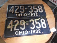 (2) 1932 Ohio Lic Plates (Very Good Cond.)
