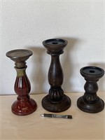 Lot of 3 Candlestick Holders
