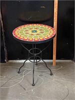 Small Hand-Painted Tile Top Table
