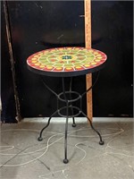 Small Hand-Painted Tile Top Table
