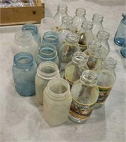 Canning jars and milk bottles