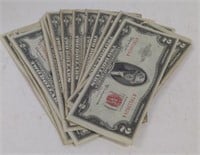 (E) (20) Mixed Series Red Ink $2 Bills