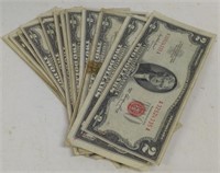 (E) (20) 1953 Series Red Ink $2 Bills